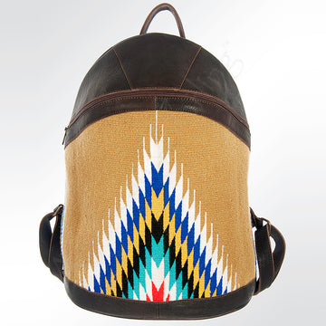 American Darling Backpack Saddle Blanket Fabric Genuine Leather Western Women Bag | for Laptop School Purse Travel